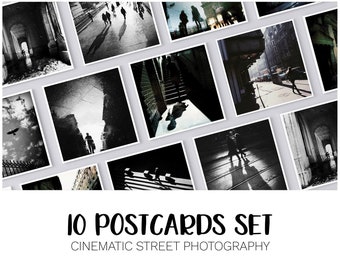 10 Postcard Set, City Art Postcards, Urban Art Print, Black and White  Postcards, Street Photography, Europe Postcard Gift, Bedroom Decor 