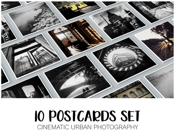 10 Postcard Set, City Art Postcards, Urban Art Print, Black and White  Postcards, Street Photography, Europe Postcard Gift, Bedroom Decor 