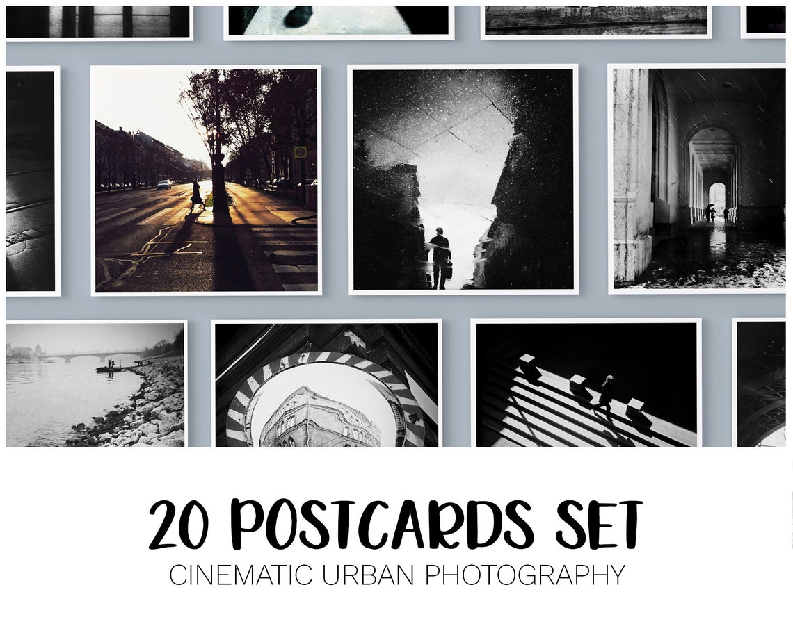 20 Postcard Set Black and White Postcards Square Postcards Etsy