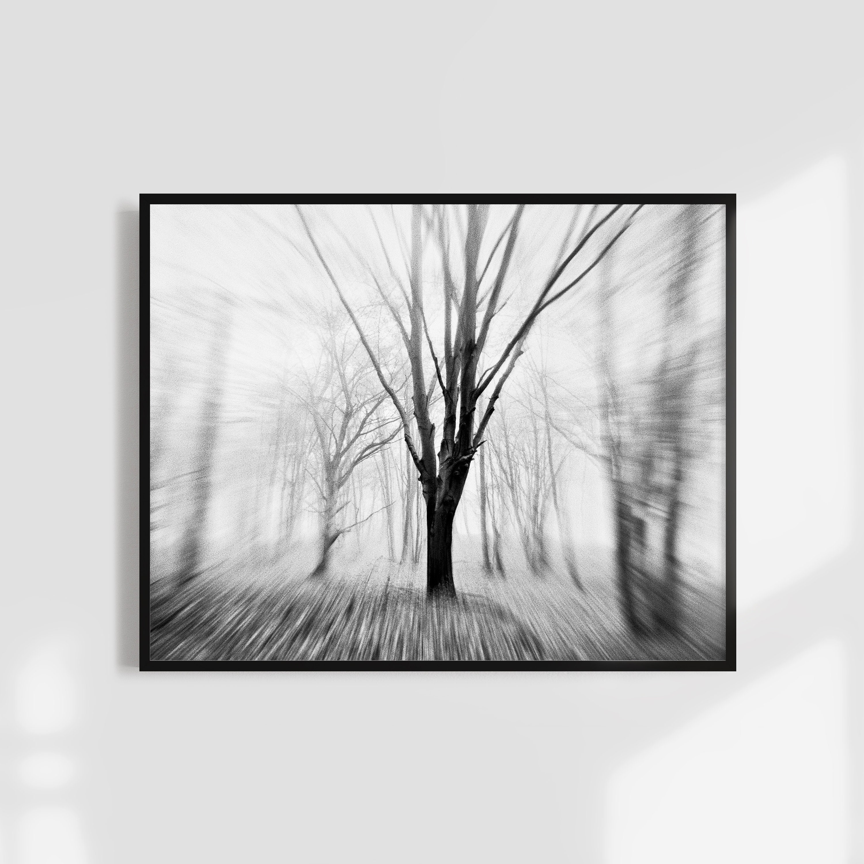 Minimal Fine Art Print Misty Forest Wall Art Foggy Woodland Etsy UK