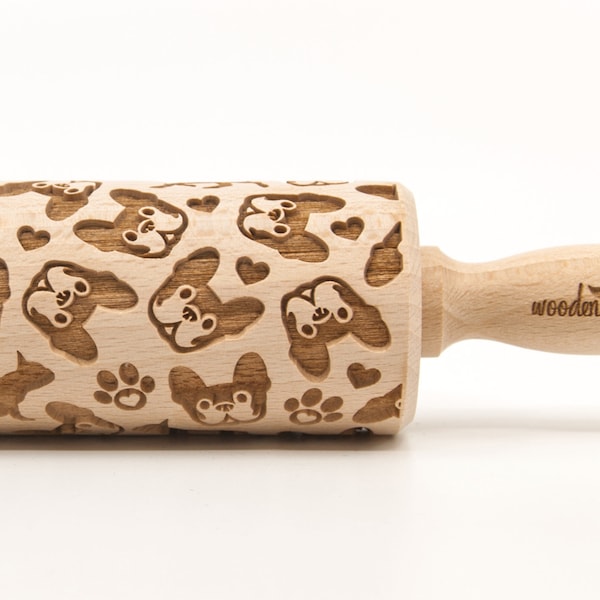 No. R234 FRENCH BULLDOG 2 - Embossing Rolling pin, engraved rolling pin