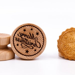 No. 001 Wooden stamp deeply engraved Merry Christmas, Christmas gift, Wooden Toys, Stamp, Baking Gift, Christmas tree,