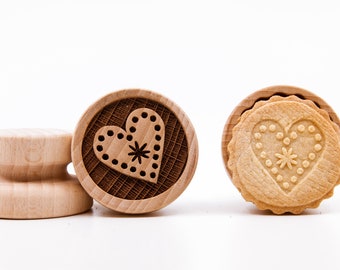 No. 067 Wooden stamp deeply engraved Heart, Christmas, Christmas gift, Wooden Toys, Stamp, Baking Gift, Christmas tree
