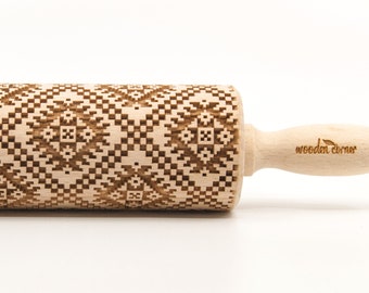 No. R273 NORWEGIAN PATTERN 5 - Embossing Rolling pin, engraved rolling pin (no. 273)