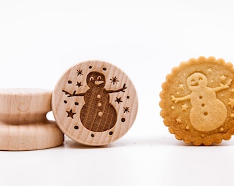 No. 058 Wooden stamp deeply engraved Snowman, Merry Christmas, Christmas gift, Wooden Toys, Stamp, Baking Gift, Christmas tree