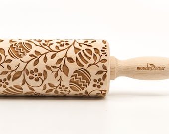 No. R321 EASTER EGG FLOWERS - Embossing Rolling pin, engraved rolling pin (no. 321)