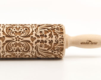 No. R141 ORNAMENTAL FLOWERS - Embossing Rolling pin, engraved rolling pin (no. 141)