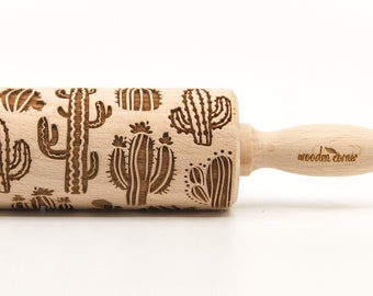No. R316 CACTUS - Embossing Rolling pin, engraved rolling pin