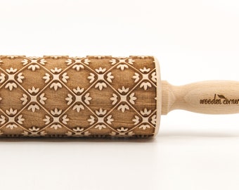 No. R291 ORNAMENT SQUARES - Embossing Rolling pin, engraved rolling pin (no. 291)