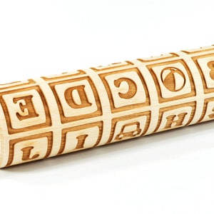 No. R190 Alphabet Blocks letters BIG size Rolling Pin, Engraved Rolling, Rolling Pin, Embossed rolling pin, Wooden Rolling pin image 4