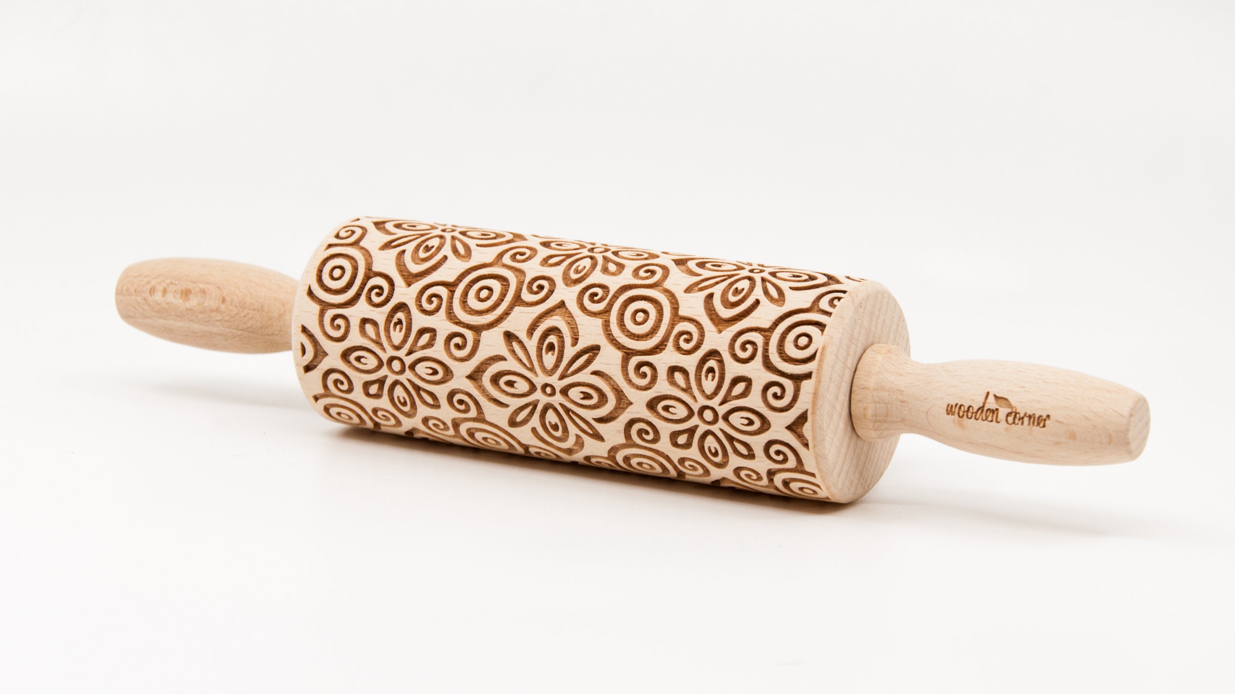 No. R143 AZTEC FLOWERS pattern, Rolling Pin, Engraved Rolling, Rolling