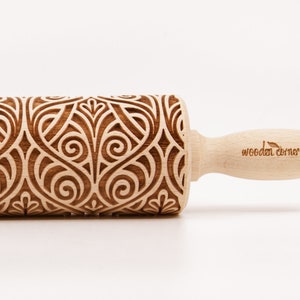 No. R236 ART DECO 2 pattern, Rolling Pin, Engraved Rolling, Rolling Pin, Embossed rolling pin, Wooden Rolling pin