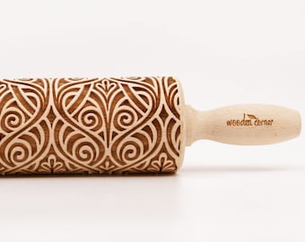 No. R236 ART DECO 2 pattern, Rolling Pin, Engraved Rolling, Rolling Pin, Embossed rolling pin, Wooden Rolling pin