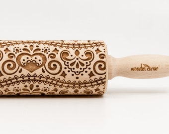 No. R103 BOHO-CHIC STYLE 3,  rolling pin, Embossed rolling pin, Engraved rolling pin