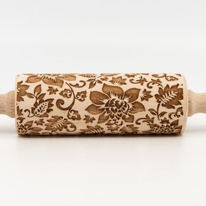 No. R024 SHABBY CHIC vintage flowers 1 Rolling Pin Engraved Rolling Pin Embossed Rolling Pin Wooden Rolling pin image 3