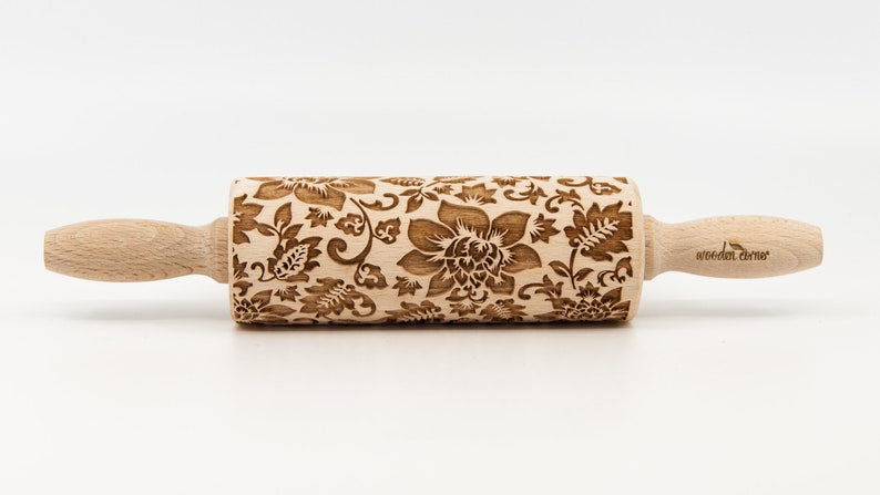 No. R024 SHABBY CHIC vintage flowers 1 Rolling Pin Engraved Rolling Pin Embossed Rolling Pin Wooden Rolling pin image 3