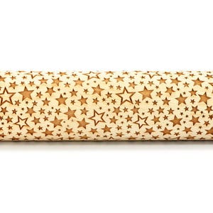 No. R049 Disco stars Rolling Pin, Engraved Rolling Pin, Rolling Pin, Embossed Cookies, Wooden Rolling pin, Nudelholz, Christmas stars image 7