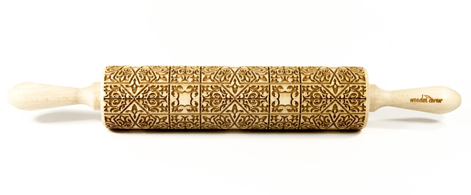 No. R 076 Alhambra 6, BIG Rolling Pin, Engraved Rolling, Rolling Pin