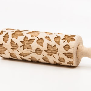 No. R239 AUTUMN LEAVES pattern, Rolling Pin, Engraved Rolling, Rolling Pin, Embossed rolling pin, Wooden Rolling pin image 2