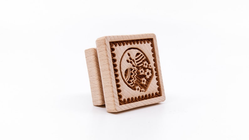 No. S085 EASTER BASKET Wooden stamp deeply engraved, Easter basket, Wooden Toys, Stamp, Baking Gift, Folk, image 1