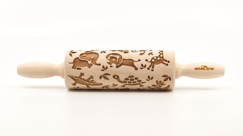 No. R332 ZOO AFRICA Embossing Rolling pin, engraved rolling pin no. 332 image 2