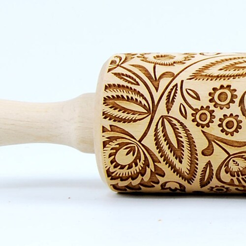 No. R006 Folk Pattern Folk Flowers. Embossing Rolling Pin Etsy
