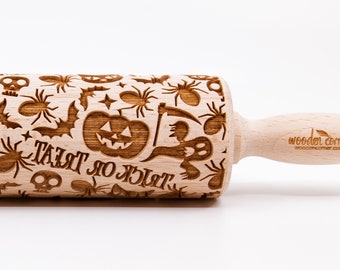 N° R052 HALLOWEEN - rouleau à pâtisserie gravé, rouleau à pâtisserie en relief