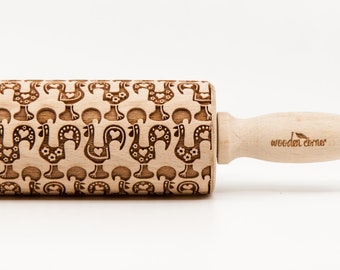 No. R105 GALO DE BARCELOS / Portugal Rooster of Barcelos Embossing rolling pin, Engraved rolling pin,