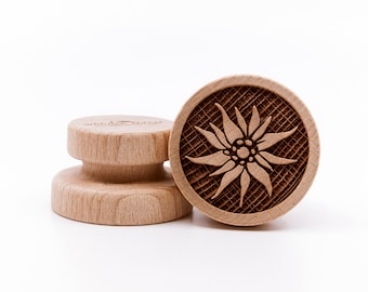 No. 223 ALPINE EDELWEISS 2, Wooden stamp deeply engraved Edelweiss Flowers negativ, Gift, Wooden Toys, Stamp, Baking Gift, Flowers