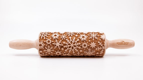 No. R343 SNOWFLAKES No 4 Rolling Pin, Embossed Rolling Pin, Wooden Roller  Engraved, Embossing Cookies, Wooden Toys,stamp, Baking Gift 