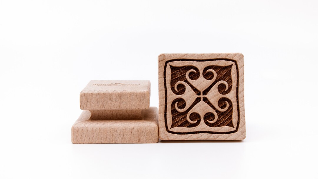 No. S012 GEOMETRIC FLOWER 1, Wooden Stamp Deeply Engraved No. S012 GEOMETRIC FLOWER 1, Wooden Stamp Deeply Engraved