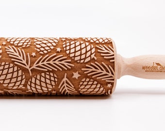 No. R367 SACRED CONES nenative - Big size Rolling Pin, Engraved Rolling Pin, Rolling Pin, Embossed Cookies, Wooden Rolling pin