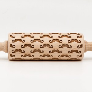 No. R240 MUSTACHE pattern, Rolling Pin, Engraved Rolling, Rolling Pin, Embossed rolling pin, Wooden Rolling pin image 3