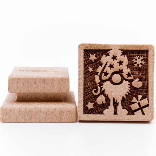 No. S151 CHRISTMAS GNOMES 15, Wooden stamp deeply engraved, Merry Christmas, Christmas gift, Wooden Toys, Stamp, Baking Gift, Christmas tree