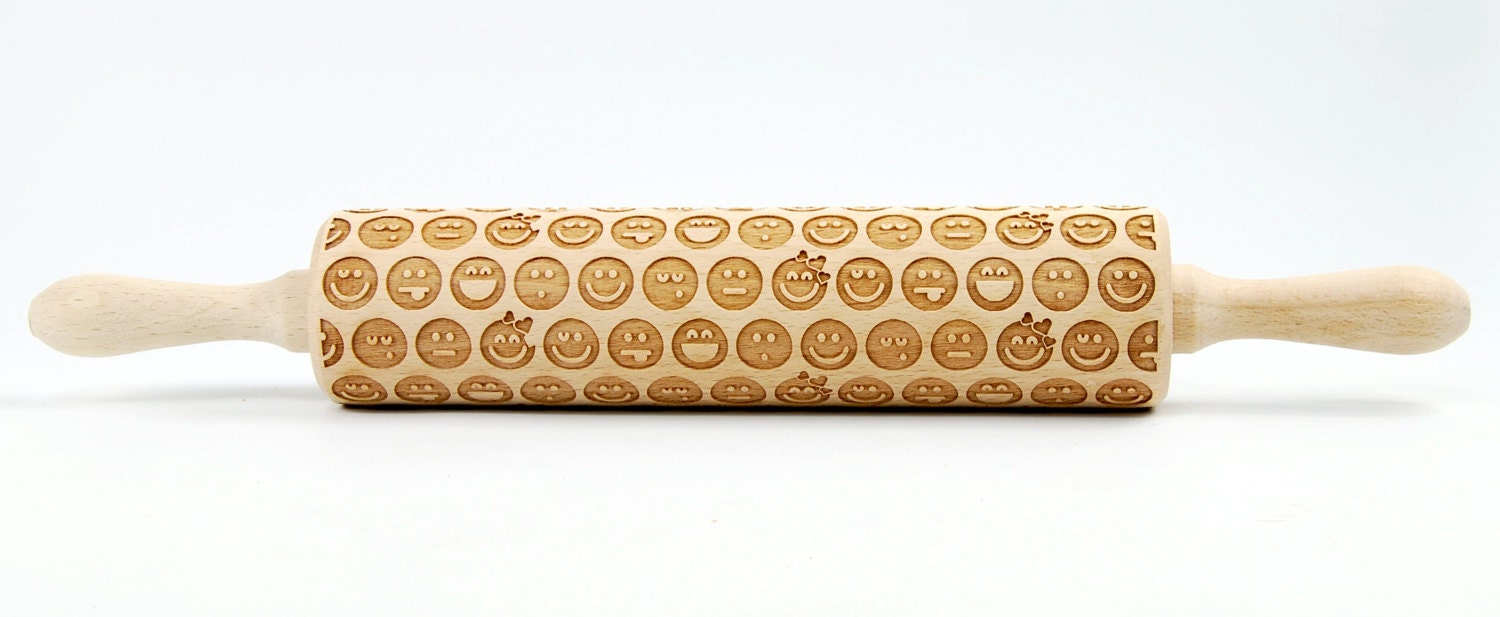 Emoticons embossing rolling pin engraved rolling pin Etsy