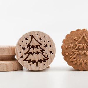 No. 037 CHRISTMAS TREE 1, Wooden stamp deeply engraved, Christmas Gift, Wooden Toys, Stamp, Baking Gift, Christmas tree