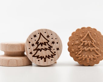 No. 037 CHRISTMAS TREE 1, Wooden stamp deeply engraved, Christmas Gift, Wooden Toys, Stamp, Baking Gift, Christmas tree