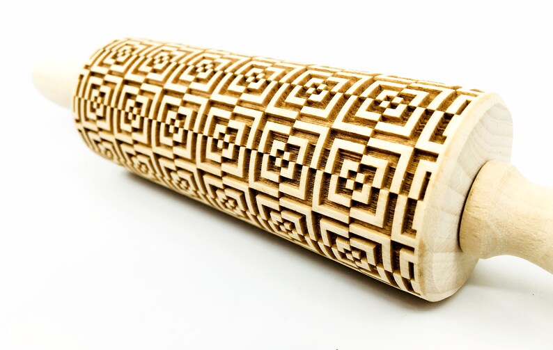 No. R258 ART SQUARES 2 Rolling Pin Embossed Rolling Pin Etsy