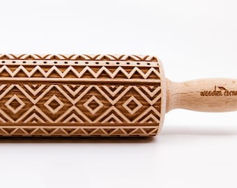 No. R068 Indian Rolling Pin Engraved Rolling Pin Embossed Rolling Pin Wooden Rolling pin