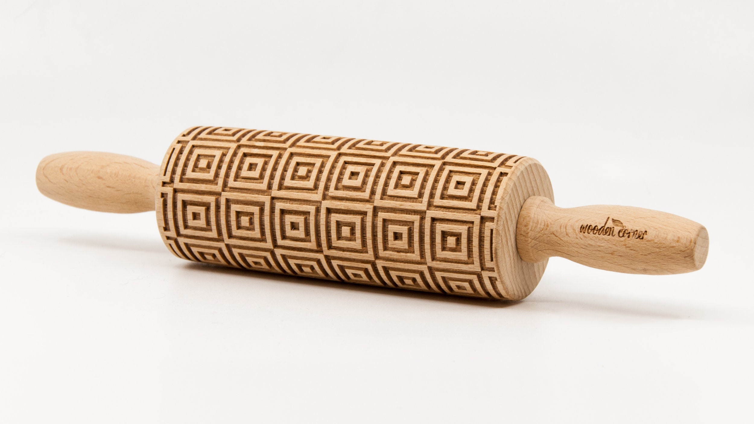 No. R238 OP ART SQUARES pattern, Rolling Pin, Engraved Rolling, Rolling