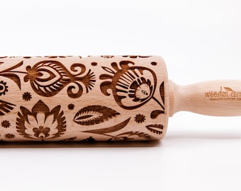 No. R219 FLORES POPULARES POLACAS 3 patrones, Rodillo, Rodillo grabado, Rodillo, Rodillo en relieve, Rodillo de madera