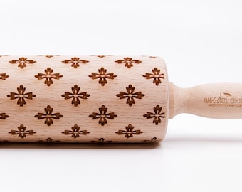 No. R274, CROSSES - Rolling Pin, Embossed rolling pin, Wooden roller engraved, Embossing Cookies, Wooden Toys,Stamp, Baking Gift, Birthday