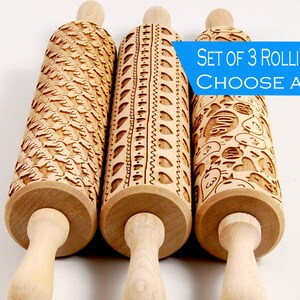 BIG Rolling Pins SET, YOU Choose 3 of All Our Patterns, Nudelholz ...