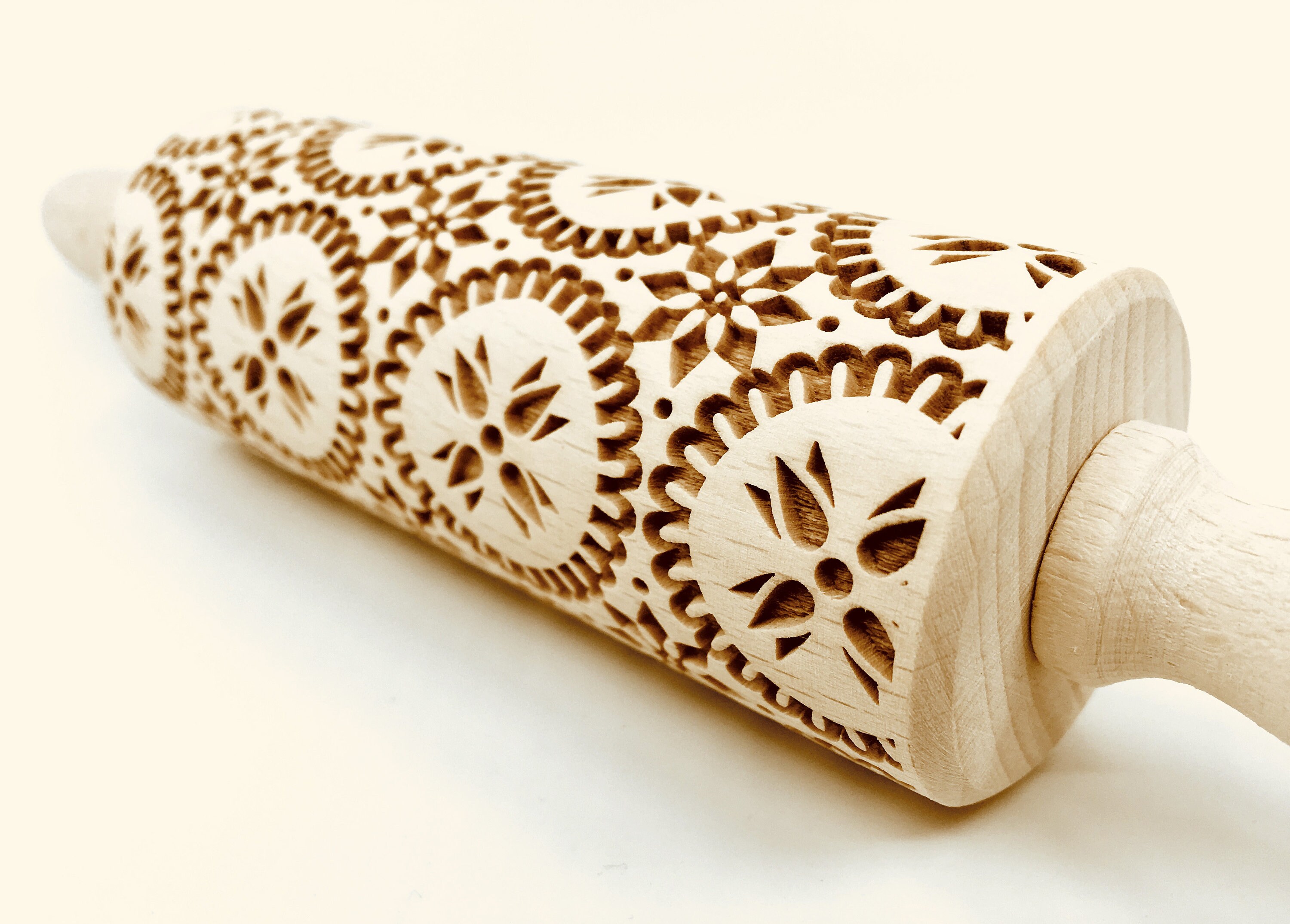Carpathian 3 Rolling Pin, Embossed rolling pin, Wooden roller