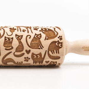 No. R092 CATS No. 7  Embossing rolling pin Engraved rolling pin