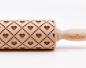 No. R013 SMALL CUTE HEARTS 2 - embossing rolling pin, engraved rolling pin