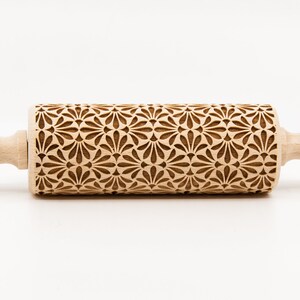 No. R257, little FLOWERS pattern, Rolling Pin, Engraved Rolling, Rolling Pin, Embossed rolling pin, Wooden Rolling pin image 3