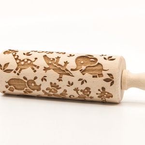 No. R332 ZOO AFRICA Embossing Rolling pin, engraved rolling pin no. 332 image 5