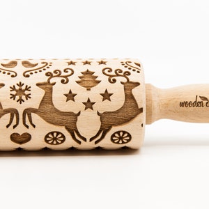 No. R041 NORTH LAND 8, Rolling Pin, Engraved Rolling, Rolling Pin, Embossed rolling pin, Wooden Rolling pin