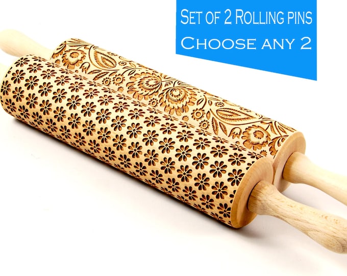 Featured listing image: Choose any 2 patterns from my store - Set of two big embossed rolling pin